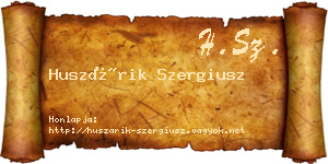 Huszárik Szergiusz névjegykártya